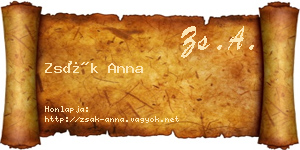Zsák Anna névjegykártya